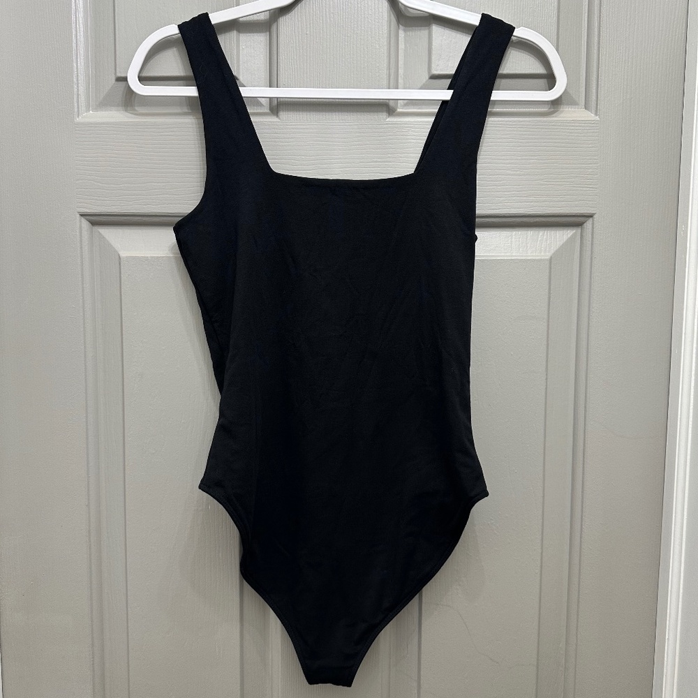 Womens Black Square Neck Bodysuit
